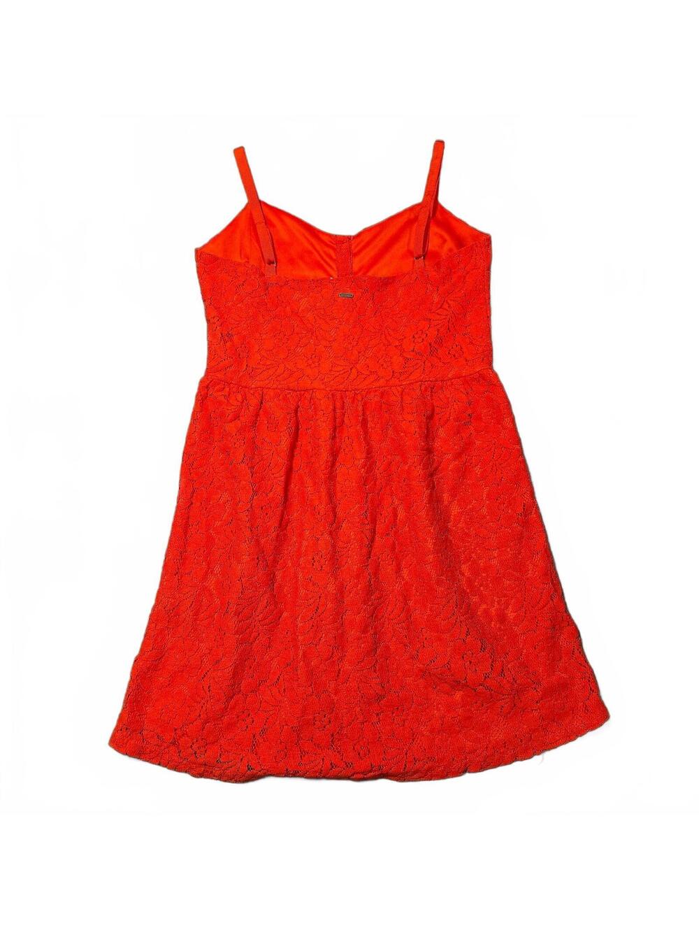 Vintage Y2K Volcom Women Mini Dress Medium Red Lace Spaghetti Strap Skater 90s